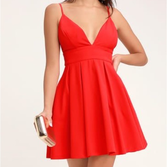 Lulus Dresses & Skirts - Lulus Women XS Red Pockets Here For The Party Sleeveless Mini Skater Dress NWT
